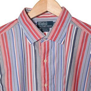 Polo Ralph Lauren Shirt Men 17.5-36/37 Colorful Stripe Long Sleeve Cotton Philip